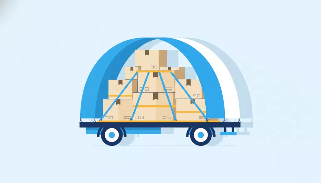 Illustration de colis protégés sur une remorque de transport