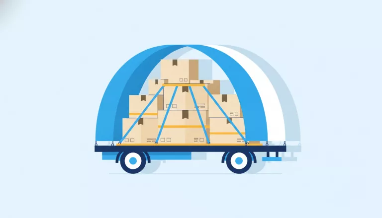 Illustration de colis protégés sur une remorque de transport