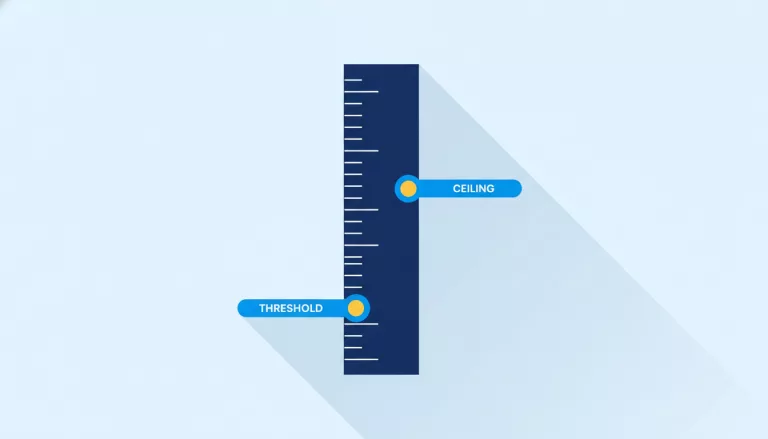 Illustration d'une règle graduée entre un seuil bas et un plafond